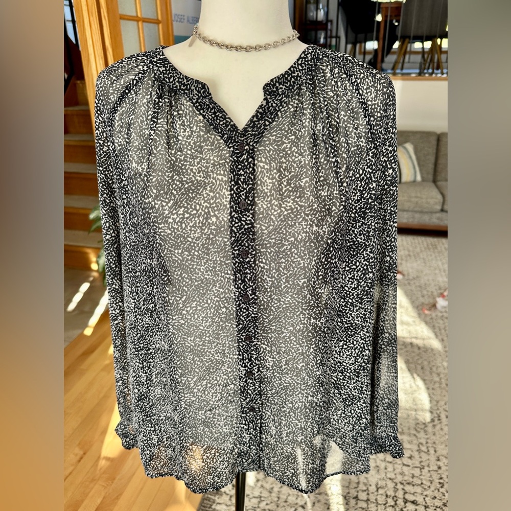 Jacob Women’s Sheer Blouse | Size Medium | Black & Cream Poly | Excellent Shape